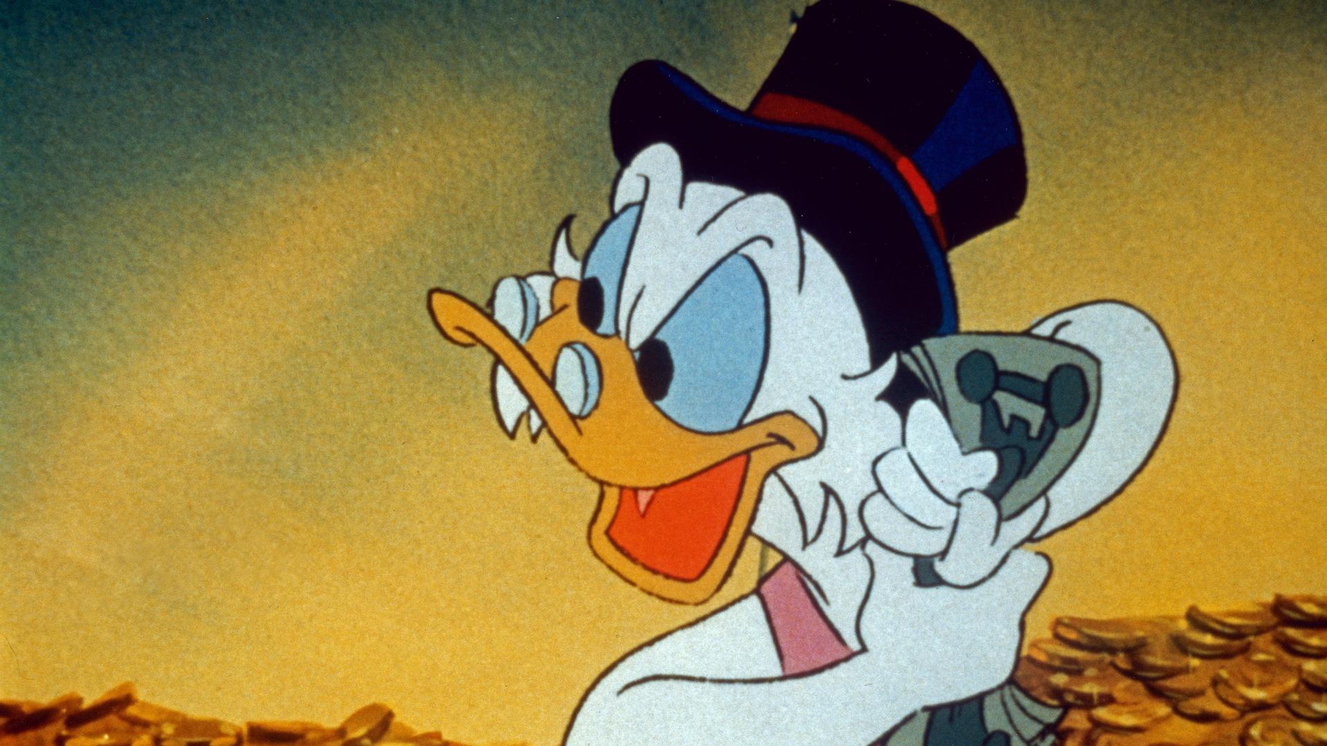 Dagobert Duck in seinem Geldspeicher