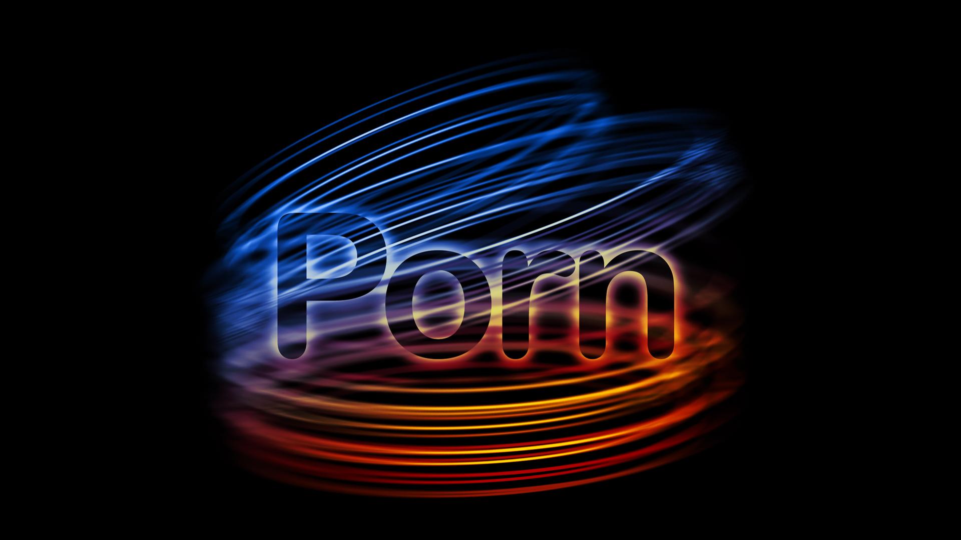 Das Wort "Porn" wird vor einem dunklen Hintergrund von farbig leuchtenden Linien umschlossen
