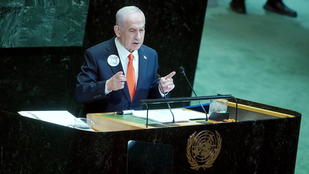 Benjamin Netanjahu, Ministerpräsident von Israel, spricht bei der Generaldebatte der UN-Vollversammlung. 