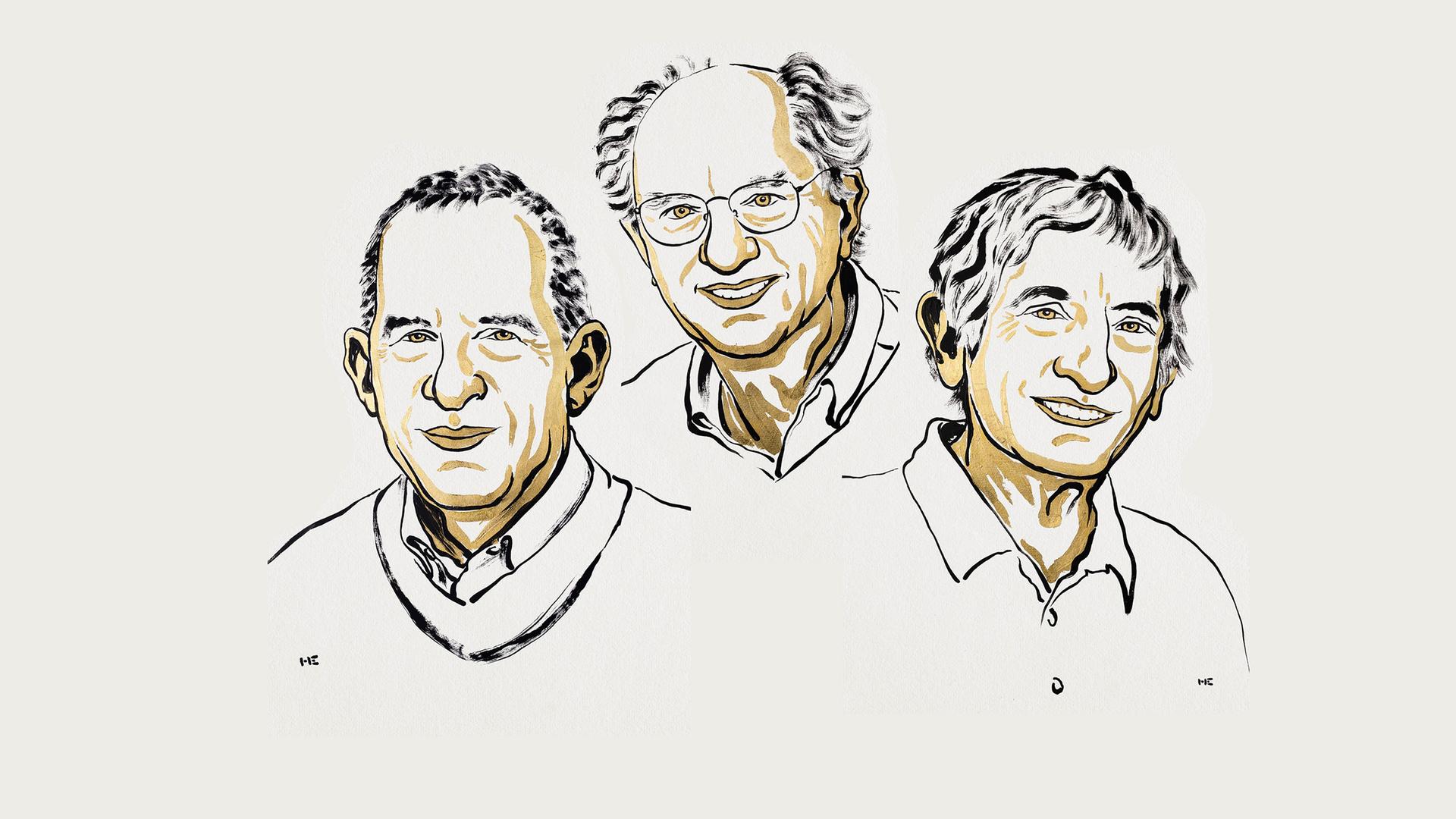 Eine Illustration zeigt die Gewinner des Physik-Nobelpreises 2025.