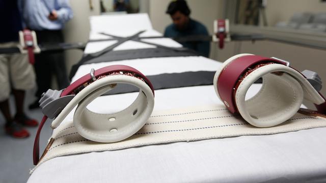 Fußfesseln im Hinrichtungsraum des Gefängnisses in McAlester, Oklahoma (Aufnahme von 2014).